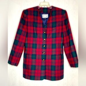 Le Suit Red Plaid Blazer size 12